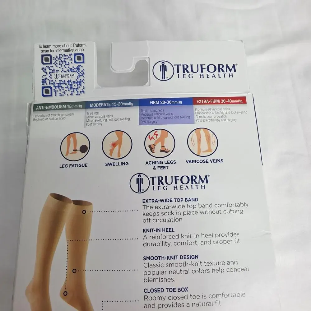 TRUFORM Unisex Gray 8865 Medical Compression Stockings Size X Large